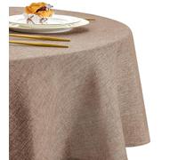 DWCN Mantel de Color Caqui Redondo de 180 cm, Antimanchas, Mantel de Aspecto de Lino, Lavable, para Exteriores, Resistente a la Intemperie, para Comedor, jardín, Fiesta, Bodas, hogar, salón, balcón