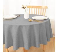DWCN Mantel gris redondo de 140 cm, lavable, aspecto de lino, ropa de mesa para exteriores, resistente a la intemperie, para comedor, jardín, fiesta, bodas, hogar, salón, balcón