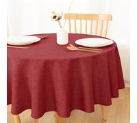 DWCN Mantel rojo redondo de 140 cm, lavable, aspecto de lino, mantel para exterior, resistente a la intemperie, para comedor, jardín, fiesta, bodas, hogar, salón, balcón