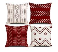 DWDC Fundas de Cojines 45 x 45 cm Granja Fundas de Cojines,Juego de 5 Fundas de Almohada Cuadradas con Textura de Patchwork Vino Tinto para Sofá Silla Dormitorio Decoración Moderna Hogar Oficina Sofá