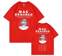 DWDKJU Mac Demarco Law Older Camiseta, Fanáticos De La Música Estampada Moderna Ligera De Manga Corta para Uso Diario Street,Rojo,XXL