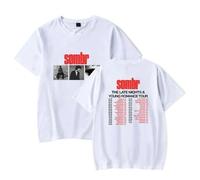 DWDKJU Sombr Late Nights Young Romance Tour Camiseta, Fanáticos De La Música Estampada Moderna Ligera De Manga Corta para Uso Diario Street Shirts,Blanca,XXS