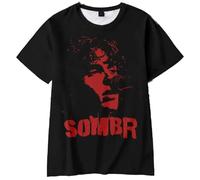 DWDKJU Sombr Late Nights Young Romance Tour Camiseta, Fanáticos De La Música Estampada Moderna Ligera De Manga Corta para Uso Diario Street Shirts,Black2,3XL