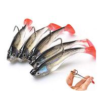 DWE 5pcs señuelos de pesca, 3d ojos suave señuelo de pesca único gancho cebos cebo Artificial