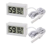DWEII Paquete de 2 mini termómetro digital higrómetro con sonda pantalla LCD, medidor de temperatura Fahrenheit, medidor de humedad para incubadora, terrario de planta de reptil, humidor, funda de guitarra, invernadero