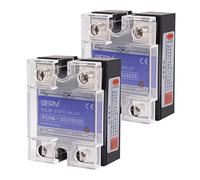 DWEII Paquete de 2 relés de estado sólido SSR-25DD, entrada de CC a CC SSR-25DD, 3-32VCC a la salida de 5-240VDC 25A cubierta de plástico monofásico