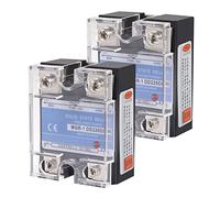 DWEII Paquete de 2 relés de estado sólido SSR-80DD CC a CC Entrada 3-32VCC a salida 5-240VCC 80A Cubierta de plástico monofásico para dispositivos de automatización industrial, control de motor, sistemas de seguridad