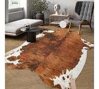 DweIke Alfombra de piel de vaca sintética, 5.2 pies x 6.2 pies, alfombra de piel sintética de gran tamaño con estampado de vaca animal para dormitorio, sala de estar, oficina, decoración del hogar,