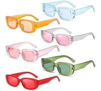 Dwenarry 6 Piezas Gafas de Sol Retro Gafas de Sol Vintage Pequeñas Cuadradas Rectangulares Estilo de los 90 Gafas de Moda Y2K para Mujeres Estéticas