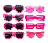 Dwenarry Gafas de Sol Fiesta para Mujer Hombre Retro Vintage Gafas Rosas para Carnaval,Cumpleaños,Festival,Viajes, Sesión de Fotos,8 Pack