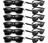 Dwenarry Gafas Fiesta para Hombre Mujer 12 Pares Negro Gafas de sol Cuadradas para Cumpleaños Golf Ciclismo Protección UV400