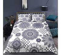 Dwetcxo Fundas Nórdicas Mandala Azul Blanca Funda Nordico Suave Microfibra Funda Nordica Cama 180 Transpirable Duvet Cover con Cremallera Lavable+2 Fundas de Almohada 50x75cm (180x200cm)