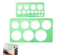 DWFEYOI 2 piezas Plantilla circular Plantilla de plástico Plantilla de dibujo con círculos Regla circular para dibujar Medición Diseño, Pintura Plantilla, Transportador