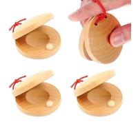 DWFEYOI 4 piezas de castañuelas, castañuelas de madera, castañuelas de dedo, castañuelas de palma, platillo, instrumento musical de percusión rítmica de madera, mini castañuelas de juguete