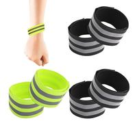 DWFEYOI - 6 correas elásticas para pantalones de ciclismo, reflectantes, con cierre de velcro, alta visibilidad para ciclismo y jogging, color negro y verde fluorescente