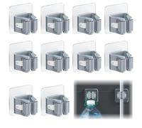 DWFEYOI Colgador Escoba y Fregonas Sin Perforar, 10 Piezas Soporte Escobas Pared, Adhesivos Ganchos para Colgar Escobas, Organizador Soporte de Escobas para Baño Cocina Comedor Garaje