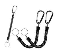 DWFEYOI Juego de 3 llaveros en espiral con mosquetón, llavero elástico de pesca con espirales retráctiles, extensible y versátil para pesca, navegación, acampada y caza, llavero de pescador