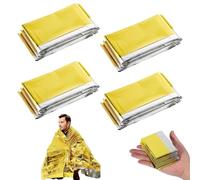 DWFEYOI Manta Termica Emergencia Oro Plata, Manta Termica Supervivencia 4 Piezas, 210 ×160 cm, Manta Termica para Rescate Protege del Frío, la Lluvia, el Viento