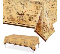 DWFEYOI Mantel de plástico rectangular con diseño de mapa del tesoro para fiestas temáticas piratas, decoraciones para fiestas temáticas del tesoro, suministros para fiestas de aventuras