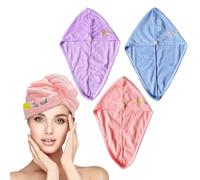 DWFEYOI Toalla Turbante Seca Pelo para Mujer, 3 Piezas Toalla para el Cabello, Superabsorbente y Secado Rápido Toalla Microfibra Pelo para Secar el Cabello Rizado, Largo y Grueso