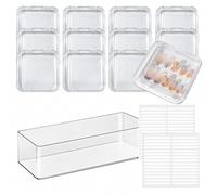 Dwitkul 12 Piezas Cajas de Embalaje de Uñas Postizas Caja Almacenamiento Uñas Presión Caja Uñas Postizas Plástico Cajas de Embalaje para Tips Uñas Postizas (8.5 × 8.5 cm)