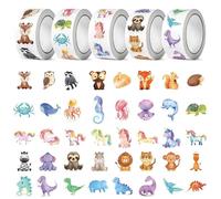 Dwitkul 2500 Piezas Pegatinas de Animales para Niños 5 Rollo de Pegatinas de Recompensa Maestros Stickers Infantiles Etiquetas de Criaturas Animale para Escuela DIY Scrapbooking Regalos (2,5cm)