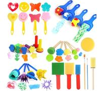 Dwitkul 30 Piezas Esponja de Pintura Kit - Cepillos y Rodillos Diversos para Niños, Artesanía y Bricolaje