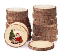 Dwitkul 30 Piezas Rodajas de Madera Diámetro 7-8 cm Discos de Árbol sin Agujero Discos Redondos de Troncos de Madera Natural para Manualidades Pintura Posavasos Decoración Navideña
