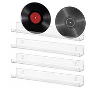 Dwitkul 4 Piezas Estantes Acrílico Transparente 30 cm Pared sin Taladrar Baldas Flotantes de Pared Floating Shelves para Libros Vinilos Baño Cocina Dormitorio Salon Organizacion