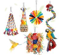 Dwitkul 5 Piezas Juguetes para Pajaros Percha de Cuerda con Campana Coloridos Masticacion Columpio Escalada para Jaula Pequenos Medianos Loros Periquitos Agapornis Cacatulas Pinzones Accesorios