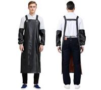 Dwitkul Delantal Impermeable 110x80cm Ajustable Resistentes a los Productos Químicos Delantal de Trabajo PVC Delantal de Carnicero para Industria Alimentaria Carniceros Limpieza Pescado Unisex (Negro)