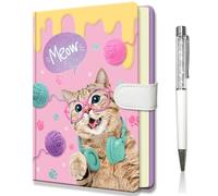 DWIYITTN Diario Secreto Niña, Cuaderno Tapa Dura 192 Páginas Linea Libretas Bonitas con Bolígrafo, Bloc de Notas Notebook Infantil para Viaje o Escuela, Regalos Para Niñas, 19 x 13,5cm - Gatos