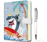 DWIYITTN Diario Secreto Niña, Libreta Niña 192 Páginas Linea Cuaderno Tapa Dura Libretas Bonitas con Bolígrafo, Diario Infantil Regalos para Niñas 5 6 7 8 9 10 11 12 Años, 19 x 13,5cm - Tiburón