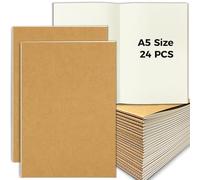 DWIYITTN Pack de 24 Cuadernos A5, Libretas de 30 Hojas (60 Páginas) en Blanco, Tapa de Kraft Marrón - Bloc de Notas para Escribir, Dibujar, Estudiar, Viaje, Escuela u Oficina - 14,5 x 21 cm