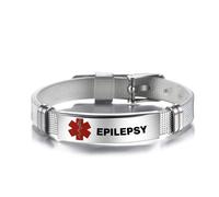 DWJSu Pulsera de malla de identificación deportiva para hombre, con estilo de alerta médica, ajustable, las mejores pulseras de alerta médica para mujeres y adolescentes, Metal, Base