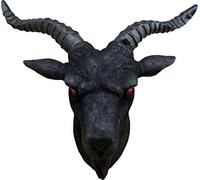 DWK - Lucifer - Baphomet ceremonial con cuernos, cabra sabática negra, tamaño real, realista, taxidermia, ritos satánicos, malvados, demoníaco, pagano, arte de pared, decoración del hogar, 18 pulgadas