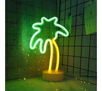 DWOOKE Letrero de luz de neón de palmera, lámpara de neón LED de árbol de coco con alimentación por USB/batería, luz nocturna de neón verde para dormitorio, decoración de habitación de niños