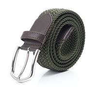 DWOY Cinturón de tela elástica Cinturón trenzado para hombre y mujer, verde, 105 cm