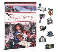 Dwpetzo Magical Fantasy - Libro de pegatinas para diario basura, 20 hojas A5