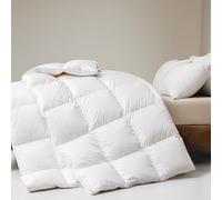 DWR Edredon Cama 80/90,Edredón de Plumas y Plumón 135x200 cm,Invierno cálido 450gr/㎡,100% Algodón,Suave, Transpirable,Certificado Oeko-Tex y RDS, Blanco