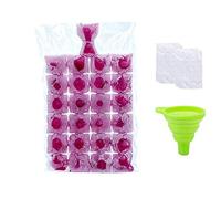Dwssmyxsg Bolsa de cubitos de hielo desechable: 100 moldes de cubitos de hielo, que se pueden sellar automáticamente para whisky, cócteles, bebidas, cocina, barbacoa y viajes (transparente, 1 embudo)