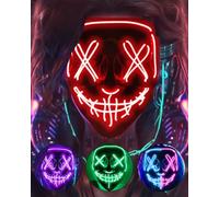 DWTECH Máscara de Halloween LED Disfraz de Halloween LED Glow Scary Light Up Purge Máscaras para Festival Fiesta Carnaval Disfraz de Navidad Cosplay brilla en la oscurida (rojo)