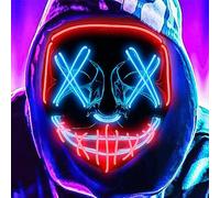 DWTECH Máscara LED de Halloween, máscara con luz LED, alambre EL, máscara aterradora para bailes de máscaras, cosplay, máscara facial iluminada para niños, hombres, mujeres, festival de Halloween