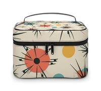 DWTJKMS Atomic Stars - Bolsa de maquillaje con diseño retro de estrellas, organizador de cosméticos de gran capacidad portátil, bolsas de maquillaje para mujer, bolsas de aseo de viaje con asa y