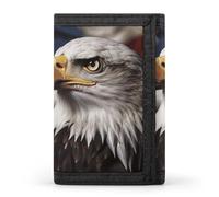DWTJKMS Billetera minimalista para hombre, diseño de águila calva, con diseño de bandera de Estados Unidos, billetera de tres pliegues, moderna, antirrobo, con capacidad para tarjetas y dinero en