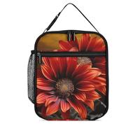 DWTJKMS Bolsa de almuerzo aislada con diseño de girasol rojo, a prueba de fugas, para hombres y mujeres, con asa, reutilizable, aislada, para oficina, trabajo, picnic