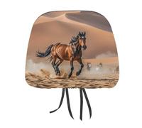 DWTJKMS Caballos corriendo en tormenta del desierto, 2 piezas, ajustables, reutilizables, accesorios de asiento interior de automóvil, lindo protector vintage para reposacabezas de coche, para la