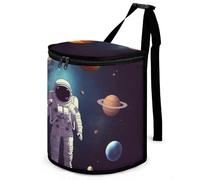 DWTJKMS Cubo de basura para coche con tapa de astronauta con sistema solar, gran capacidad, para colgar, a prueba de fugas, impermeable, accesorios para interiores