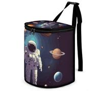DWTJKMS Cubo de basura para coche con tapa de astronauta con sistema solar, gran capacidad, para colgar, a prueba de fugas, impermeable, accesorios para interiores