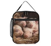 DWTJKMS Four Little Pigs - Lonchera aislada a prueba de fugas para hombres y mujeres, con asa, reutilizable, aislada, para oficina, trabajo, picnic